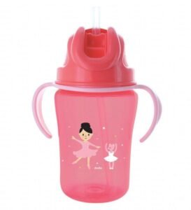 Dodie – Tasse paille (18M+) Rose – 350 ml