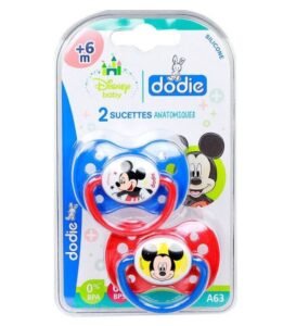 Dodie – Sucettes forme anatomique silicone Disney Baby Mickey (6M +) N°A63 – (x2)