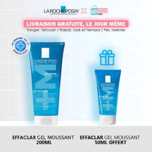 La roche-posay effaclar gel moussant – 200 ml = Gel moussant 50ml offert