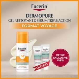 EUCERIN SUN PROTECTION OIL CONTROL GEL-CRÈME SPF50+ 50 ML = GEL NETTOYANT + SÉRUM TRIPLE ACTION OFFERTS
