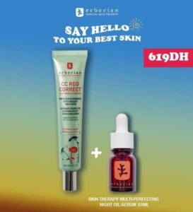 Erborian CC Red Correct Anti redness cream 45ML + Skin Therapy Huile visage multi-perfectrice 10ml
