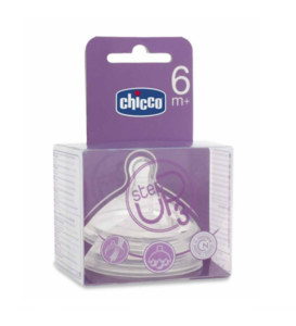 Chicco Tétine Silicone Step Up 3 – Flux Rapide – 2 Pièces