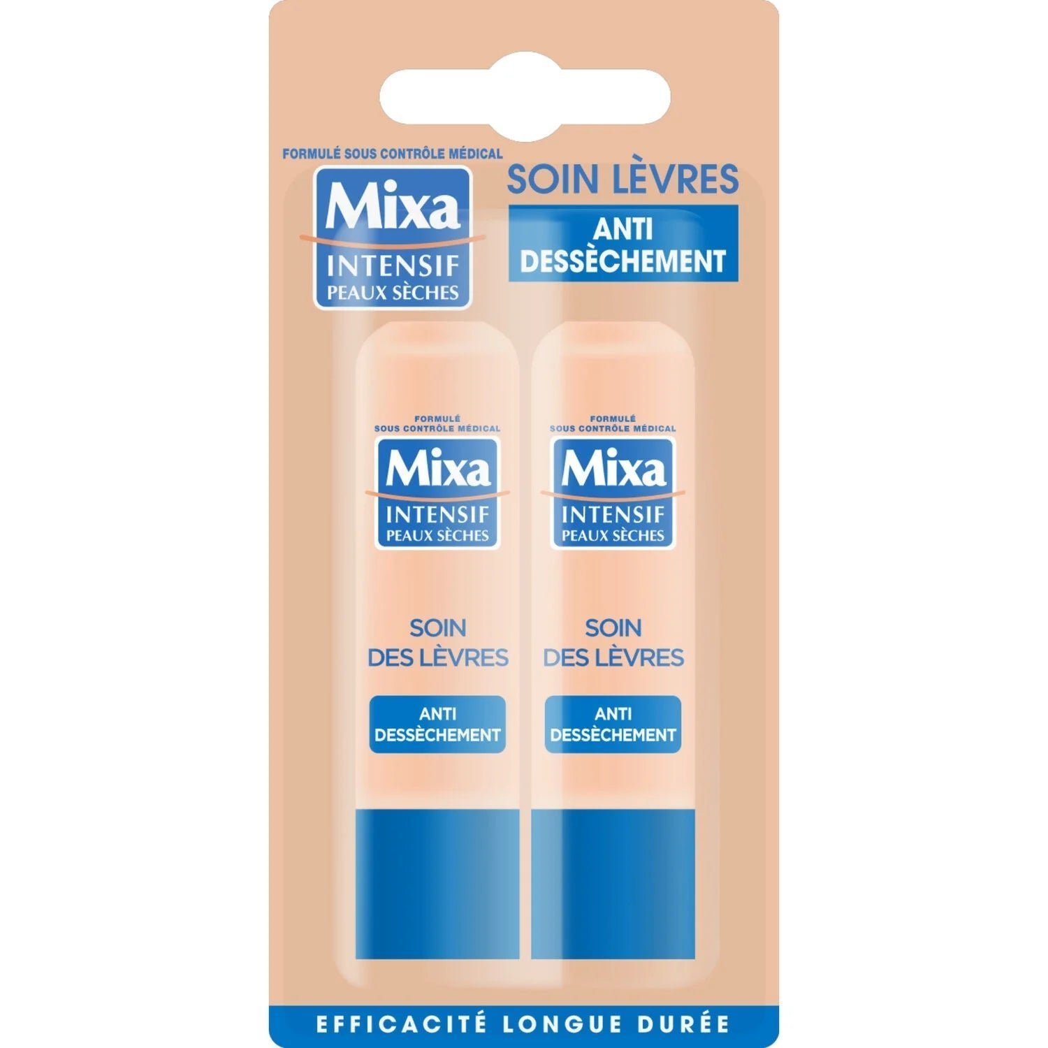 3058320048117-1.jpg Mixa INTENSIF Soin pour Lèvres Anti-dessèchement 2×4.7ml – Image 1