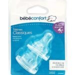 Bebe Confort – Tétines silicone classique T1 (x2) – 3 vitesses (0-6M +)