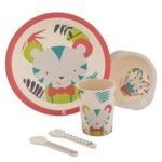 Bebe Confort – Coffret repas en Bambou (Assiette, bol, verre, cuillère, fourchette) – Jungle Vibes (18M +)