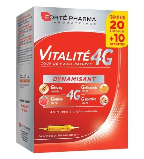 3700221314623_4e6e6809-e611-49d1-b4f6-803e2101bbd2.jpg Forte Pharma Vitalité 4g Dynamisant – 20 Ampoules +10 offertes – Image 1