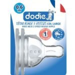 Dodie – Tétines Initiation+ col large (0-6 M) 3 vitesses Débit 1 (X2)