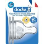 Dodie – Tétines Initiation+ col large (0-6 M) 3 vitesses Débit 2 (X2)
