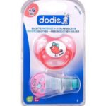 Dodie – Sucette forme anatomique + Attache sucette silicone (6M +) – Filles