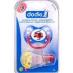 Dodie – Sucette forme anatomique + Attache sucette silicone (6M +) – Garçons