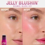 Revolution Jelly Blush Stick Lip and Cheek Stain Cherry Red – Image 2