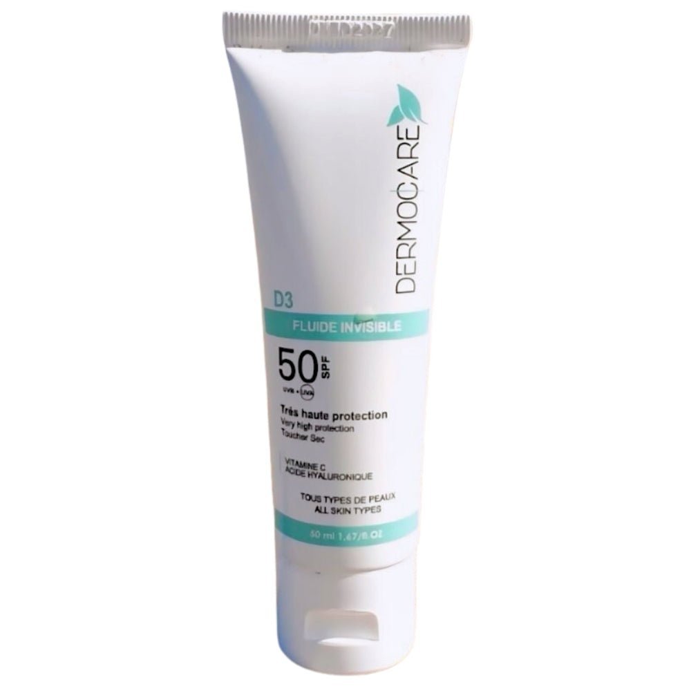 Dermocare-D3-Ecran-Solaire-Invisible-en-Fluide-Spf50-50ml.jpg Dermocare D3 Ecran Solaire Invisible en Fluide Spf50 – 50ml – Image 1