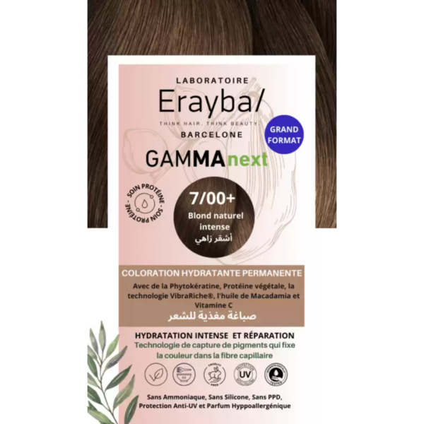 Erayba-Gamma-next-Coloration-700-Blond-Natural-intense-600x600-1.png Erayba Gamma Next Coloration 7/00+ Blond Natural intense Coloration Hydratante Permanente – Image 1
