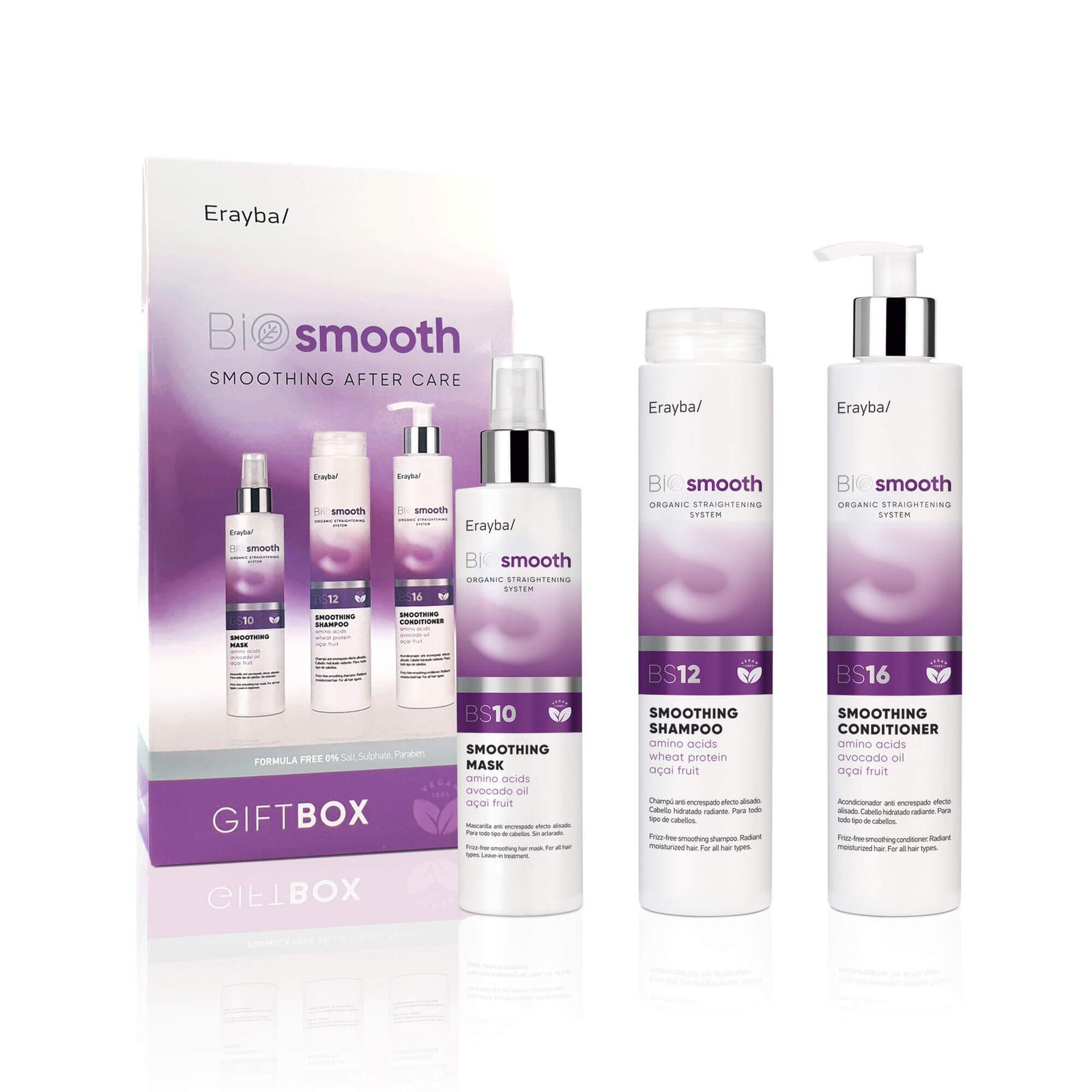 Erayba_BioSmooth_gift-box-1.jpg ERAYBA BIO SMOOTH GIFT BOX SHAMPOOING 250ML + CONDITIONNER 250ML + SMOOTHING MASK 150ml – Image 1