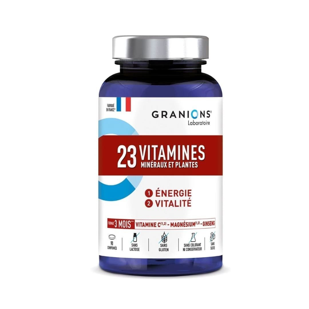 GRANIONS-23-Vitamines-Mineraux-Plantes-B90-Comprimes_1-1.jpg GRANIONS 23 VITAMINES MINERAUX ET PLANTES B90 COMPRIMÉS – Image 1