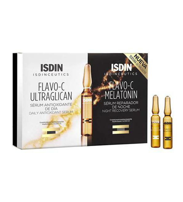ISDIN2X2.png Isdin Flavo-C sérum Jour Et Nuit 24h 2+2 Ampoules – Image 1