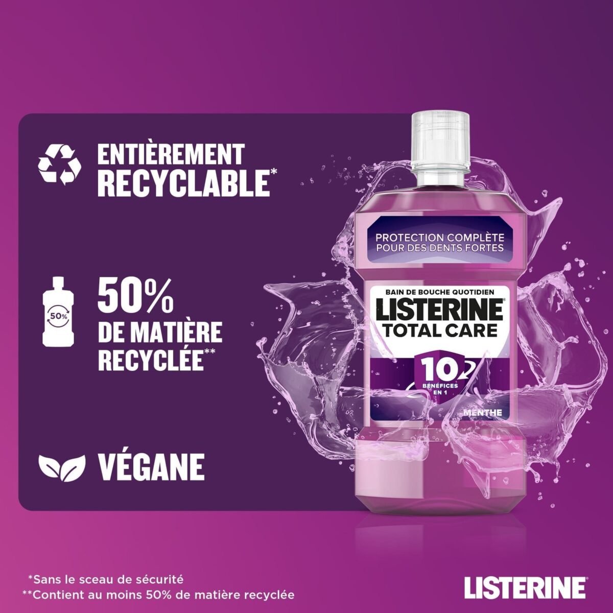 LISTERINE BAIN DE BOUCHE 10 TOTAL CARE 500 ML – Image 2
