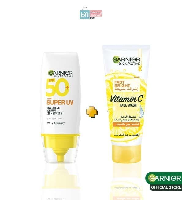 Plan_de_travail_7_copie_10-1.jpg Garnier super uv invisible serum sunscreen spf 50 pa++++ uva/b + gel nettoyant fast bright – Image 1