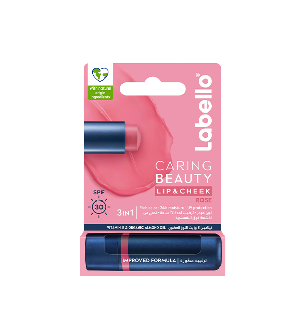 ROSELABELLO-1.png Labello Caring Beauty Lip & Cheek Spf 30 Rose 4.8g – Image 1