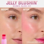 Revolution Jelly Blush Stick Lip and Cheek Stain Strawberry Pink – Image 2