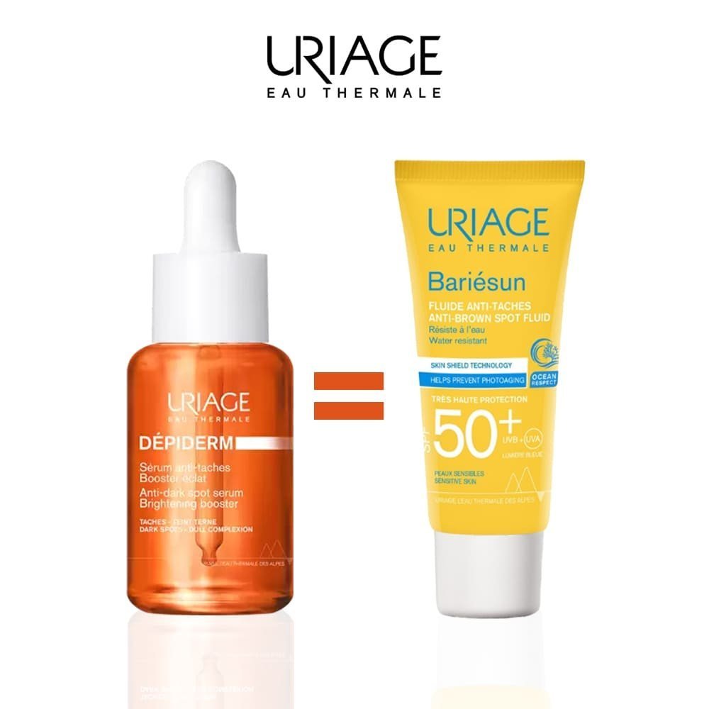 URIAGEE.jpg URIAGE DEPIDERM SERUM ANTI TACHES BOOSTER ECLAT 30 ML = FLUIDE ANTI TACHE SPF 50+ 40ML OFFERT – Image 1