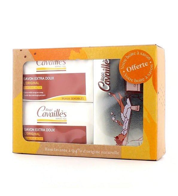 Untitled-1.jpUU9g.jpg Rogé Cavaillès Coffret 2 savon extra doux Lait Et Miel 2x250g + Boîte a savon OFFERTE – Image 1