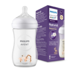 Avent Natural Biberon din plastic Deco Girafe +1 luni cu debit 3, 260 ml