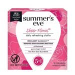 SUMMERS EVE SHEER FLORAL CLEANSING CLOTHS FOR SENSITIVE SKIN 5 IN 1