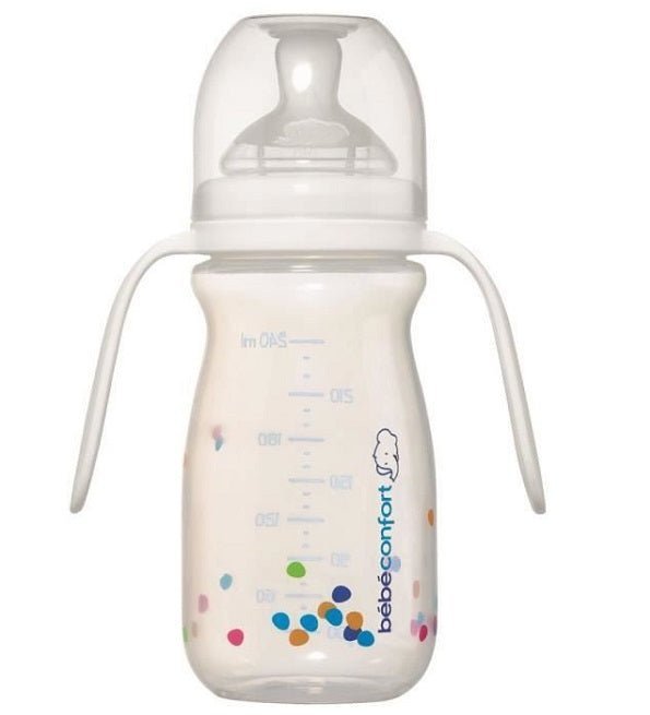 bebe-confort-biberon-240ml-poignees-tetine-t2-de_edc3bb6e-527a-422e-9c3e-b72ecd0b951f.jpg BÉBÉ CONFORT Biberon 240ml poignées + Tétine T2 Débit Rapide – Image 1