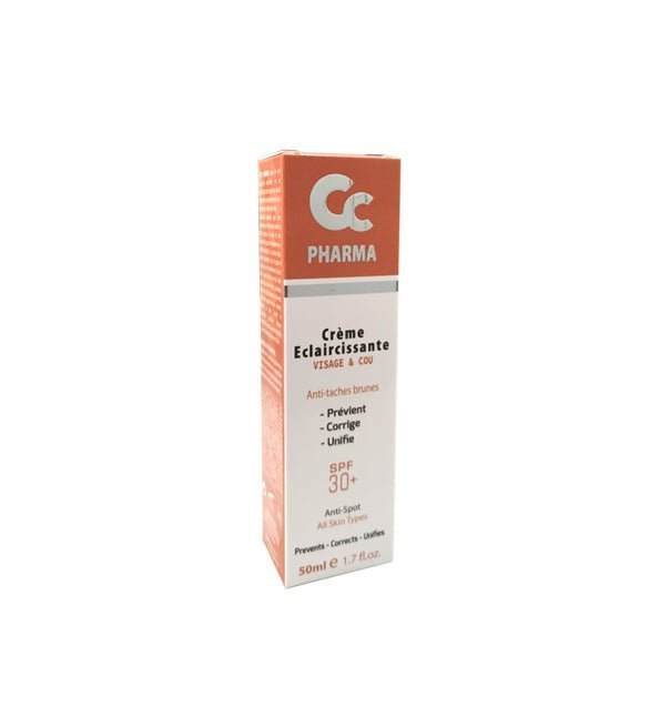 cc-pharma-creme-eclaircissante_df400ff7-ee7a-40ed-b62a-f3a1347f7b04.jpg CC PHARMA Crème Eclaircissante Visage & Cou SPF 30+ 50ml – Image 1