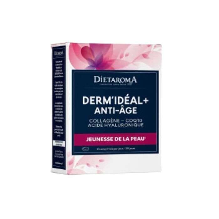 dietaroma-dietaroma-dermideal-plus-collagene-coq10-complements-anti-age_1-1.jpg DIETAROMA DermIdéal + anti-âge COLLAGÈNE COQ10 ACIDE HYALURONIQUE 60 comprimés – Image 1