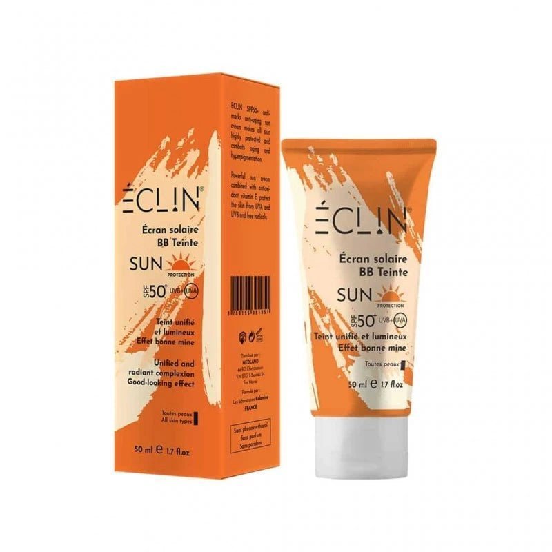 eclin-creme-solaire-spf50-bb-teintee-50ml-1.jpg Eclin crème solaire SPF50+ teintée 50ml – Image 1