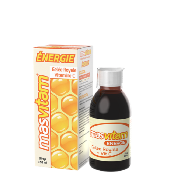 masvitam-energie_d1b644e7-3b6e-42b1-b764-40308cb080fb.png Masvitam Energie Gelee royale & Vitamine C sirop 150ml – Image 1