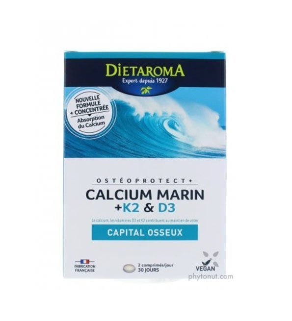 osteoprotect-1.jpg DIETAROMA Ostéoprotect+ Calcium Marin, vitamines K2 & D3 60 comprimés – Image 1