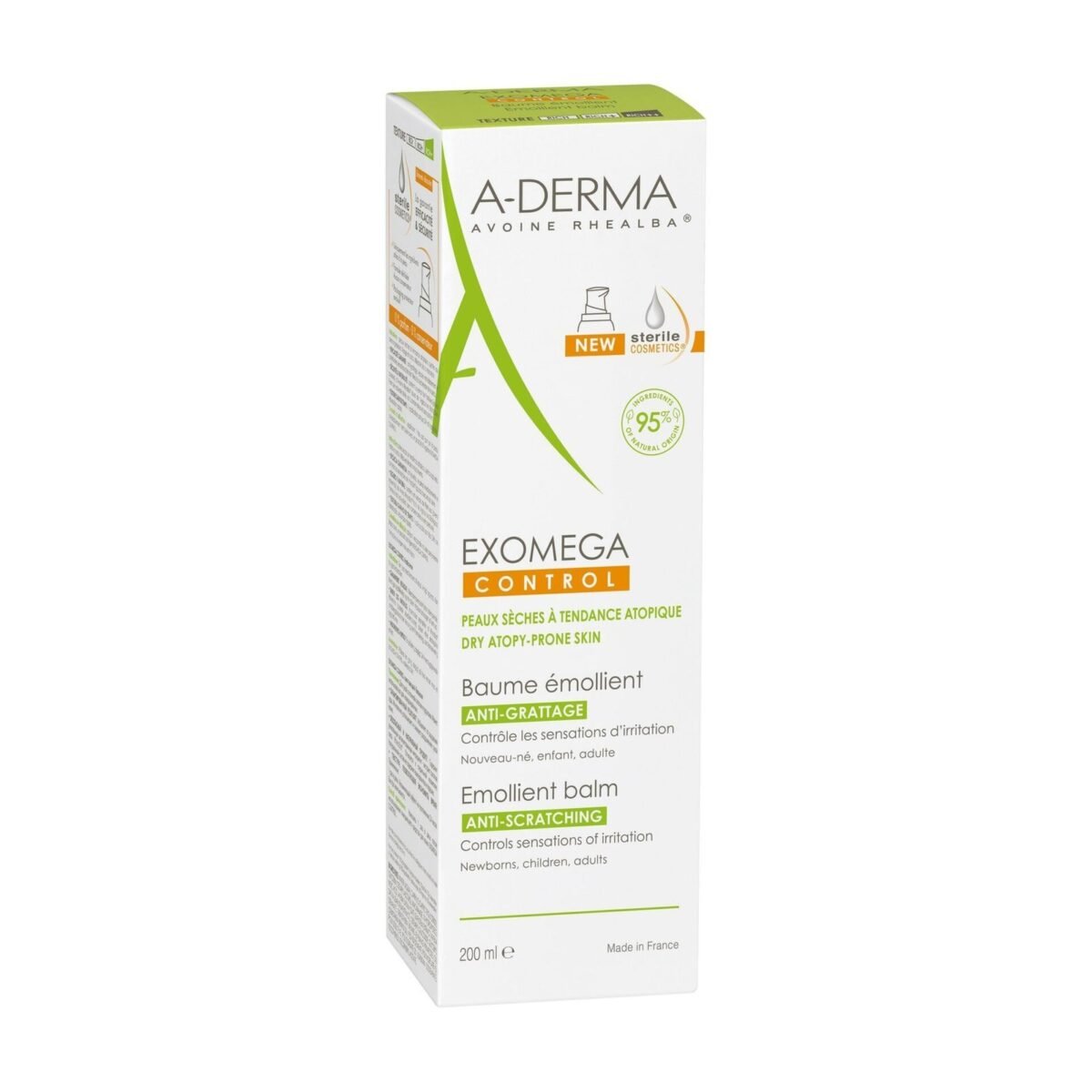 A-DERMA — EXOMEGA CONTROL LAIT ÉMOLLIENT ANTI-GRATTAGE COSMÉTIQUE STÉRILE 200 ml – Image 2