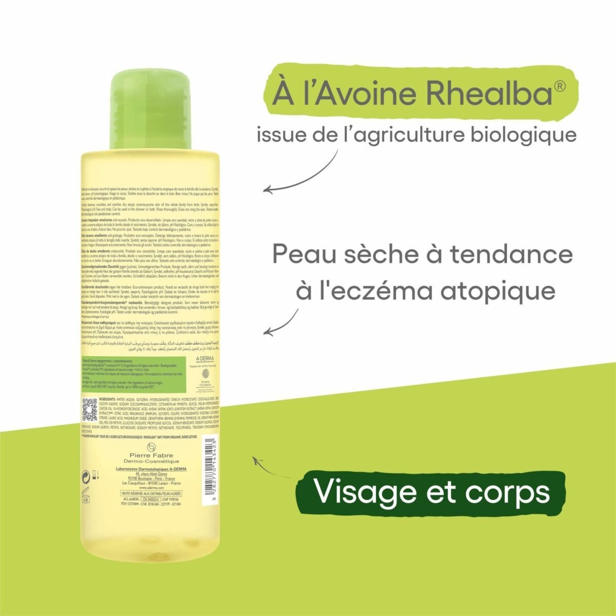 A-DERMA — EXOMEGA CONTROL HUILE LAVANTE ÉMOLLIENT ANTI-GRATTAGE 500 ml – Image 2