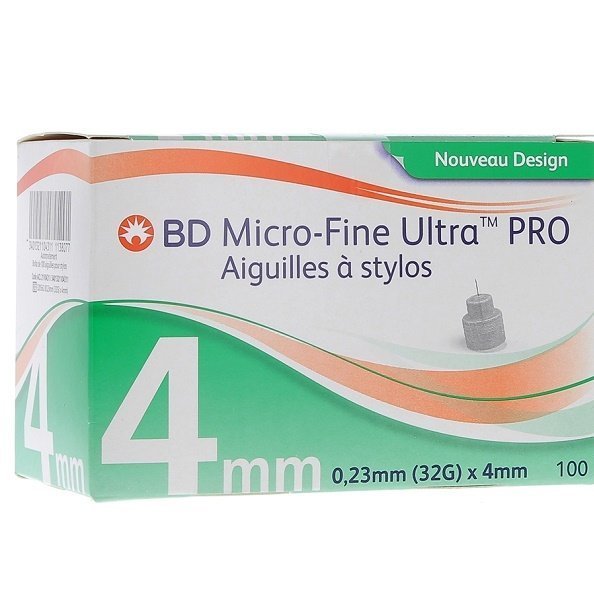 BD-Micro-fine-ultra-Pro-aiguilles-a-stylos-100-pieces-de-1.jpg Bd micro-fine plus aiguille insuline 32G/4mm – Image 1