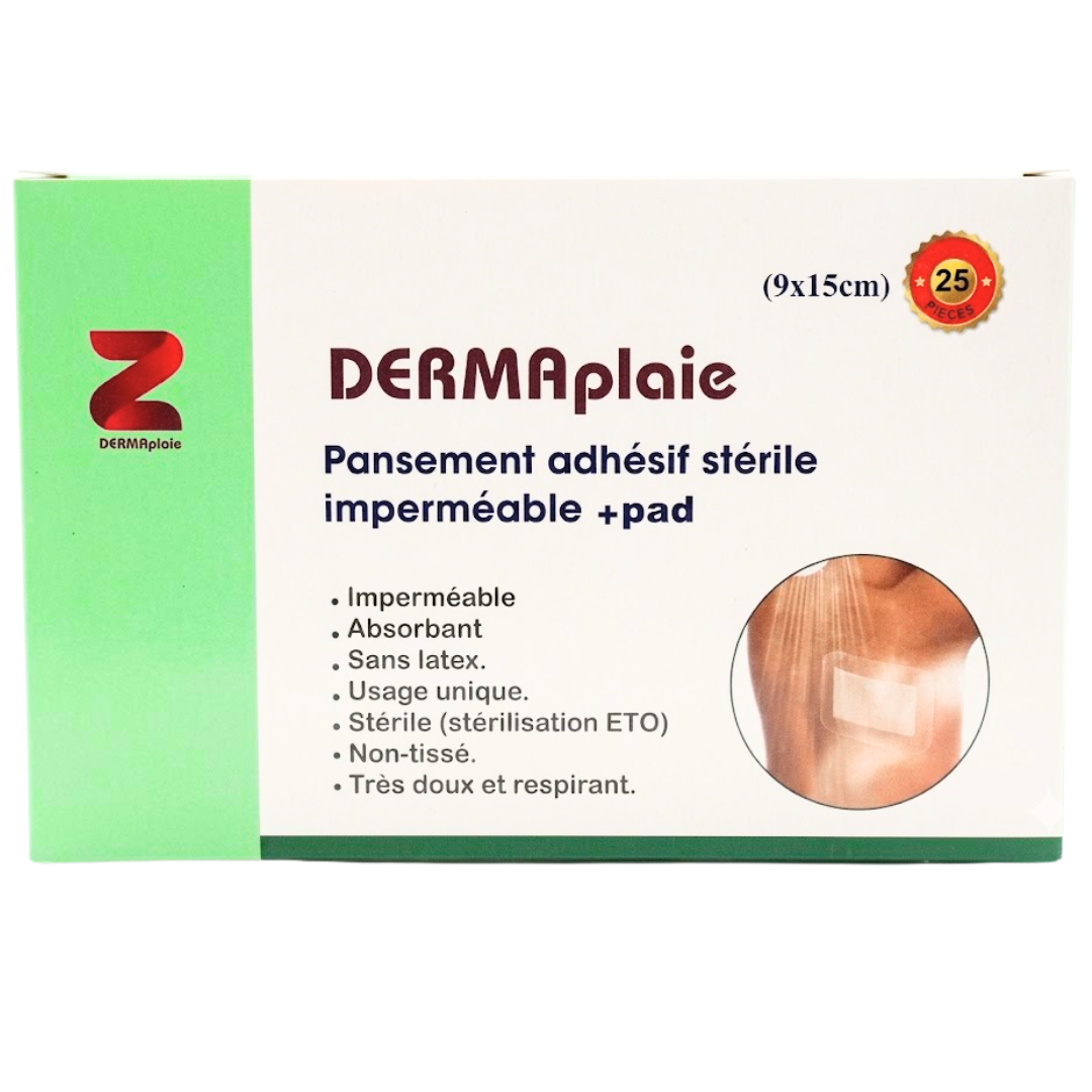 DERMAplaie-915cm.png DERMAPLAIE PANSEMENT ADHESIF STERIL 9X15cm – Image 1
