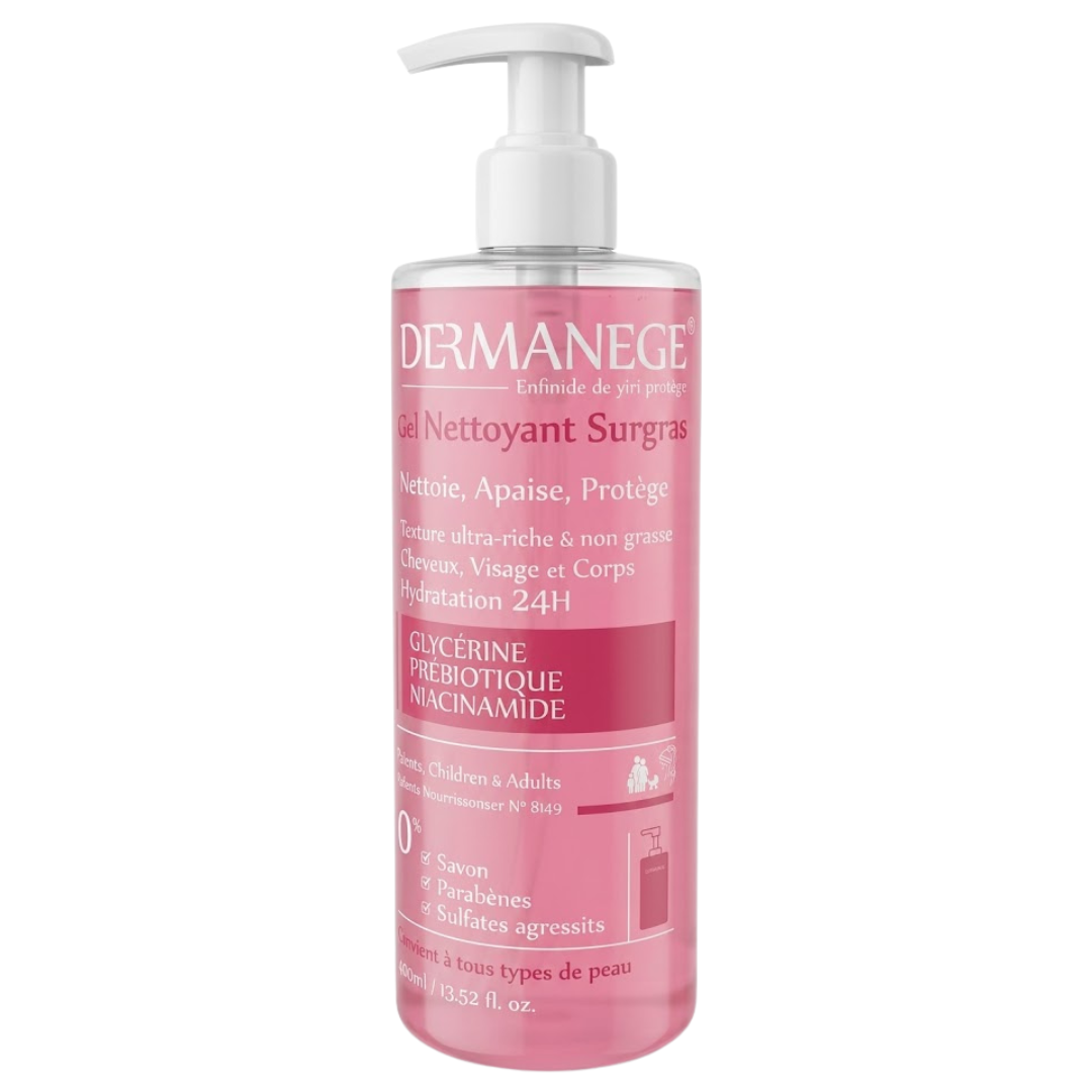 Dermanege-Gel-Nettoyant-Surgras-400ml.png Dermanege Gel Nettoyant Surgras 400ml – Image 1