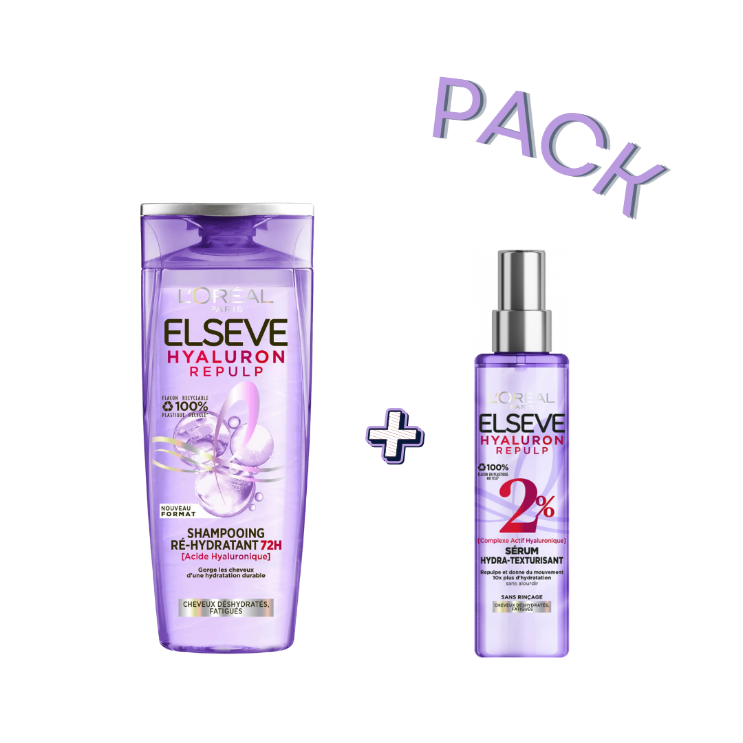 Elseve-Hyaluron-repulp-pack-Serum-150mlShamp-200ml-1.png L’Oreal Paris Elseve Hyaluron Repulp Serum 150ml + Shampooing 200ml Pack – Image 1