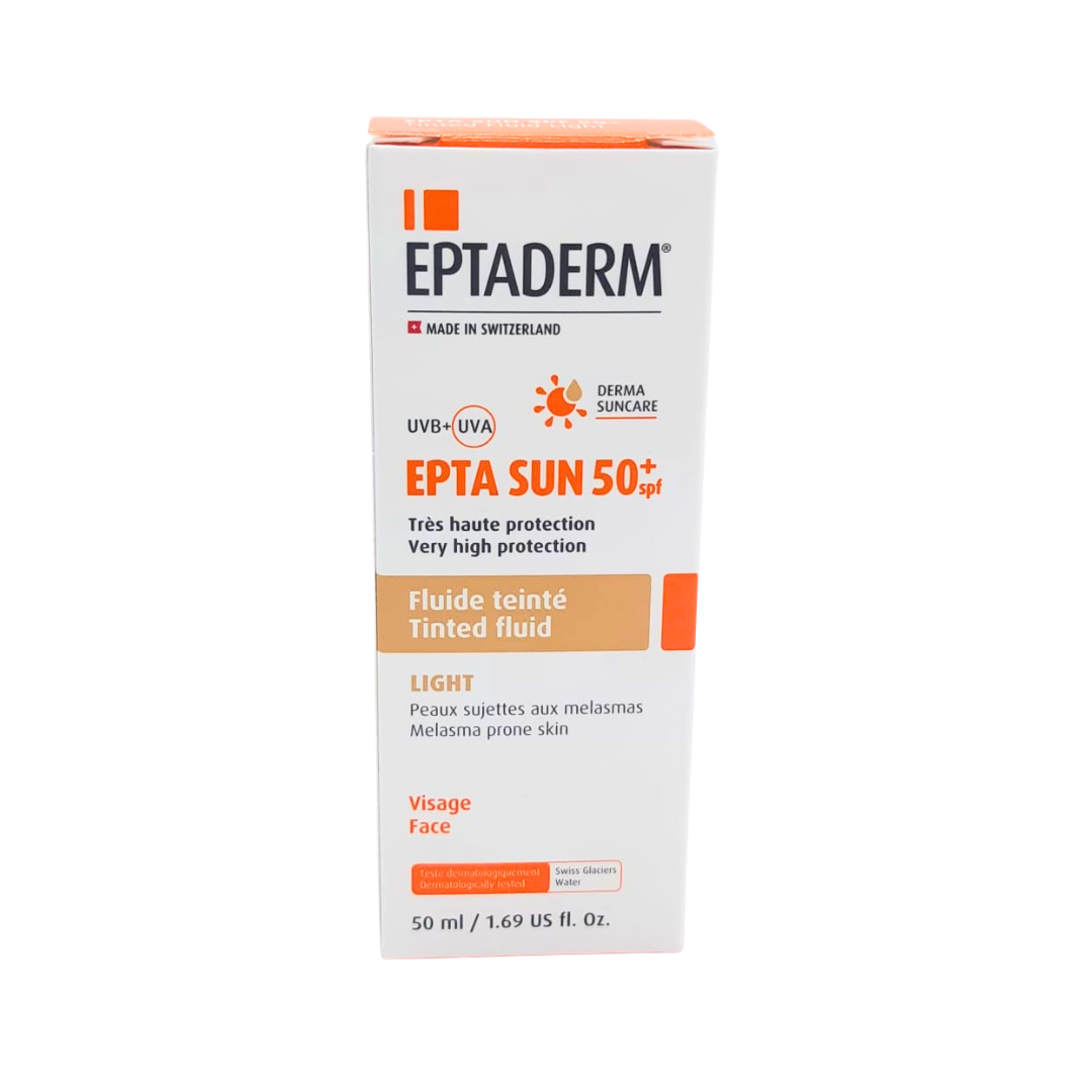 Epta-Sun-spf50-Fluide-Teinte-Light-50ml.png Eptaderm Epta Sun spf50+ Fluide Teinte Light 50ml – Image 1