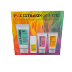 Extraskin Pack Gel Nettoyant 200ml+Serum 30ml+Creme hydratant 50ml+Creme Solaire 50ml
