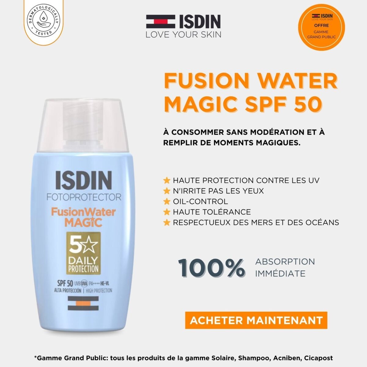 ISDIN Fotoprotector Fusion Fluide water Magic 50Ml = Trousse Offerte – Image 2