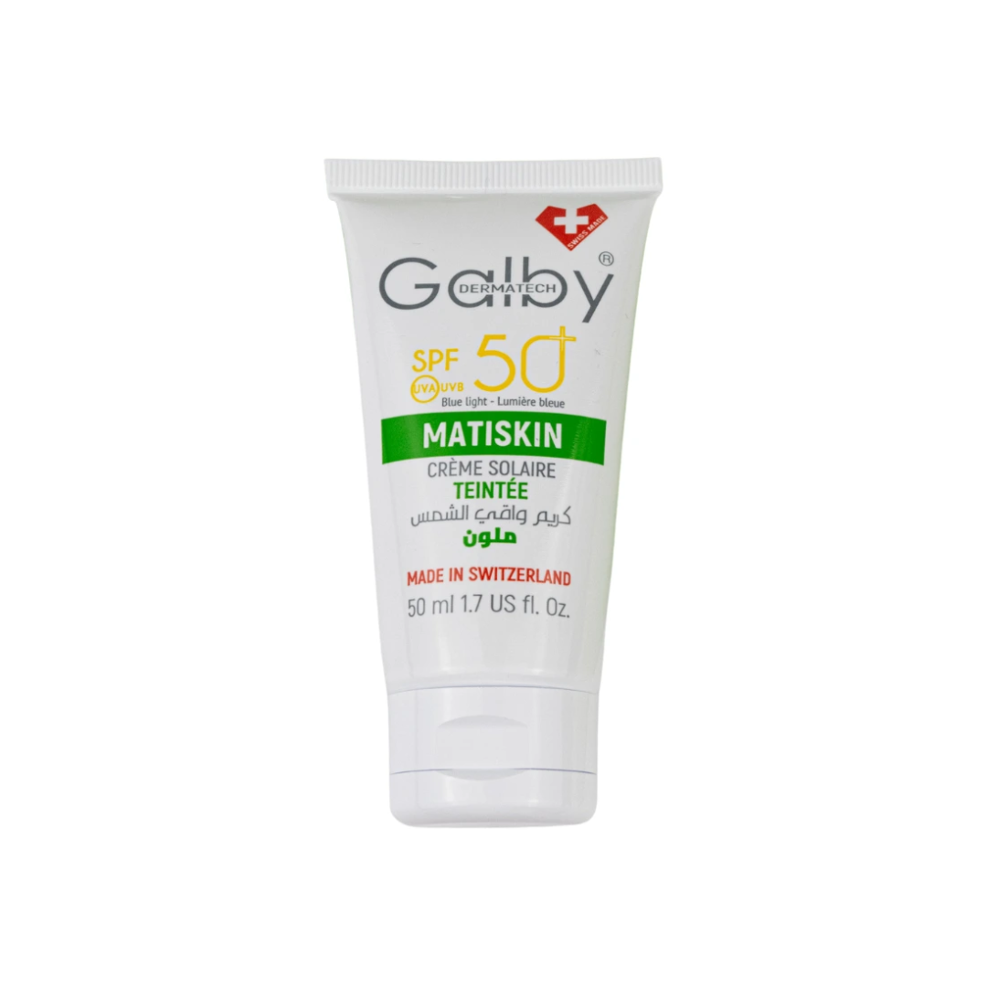 Galby-Dermatech-Matiskin-spf50-Teintee-50ml.png Galby Dermatech MATISKIN Crème Solaire Teintée SPF50+ 50ml – Image 1