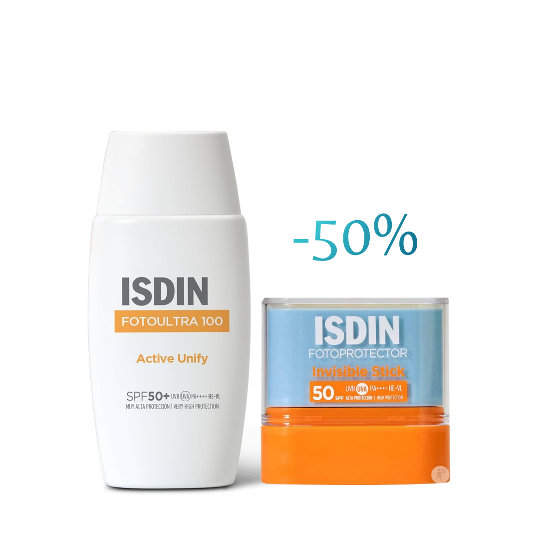 ISDIN-FotoUltra-Active-Unify-50mlFotoprotector-Stick-50-Pack.png ISDIN FotoUltra Active Unify 50ml+Fotoprotector Stick-50% Pack – Image 1