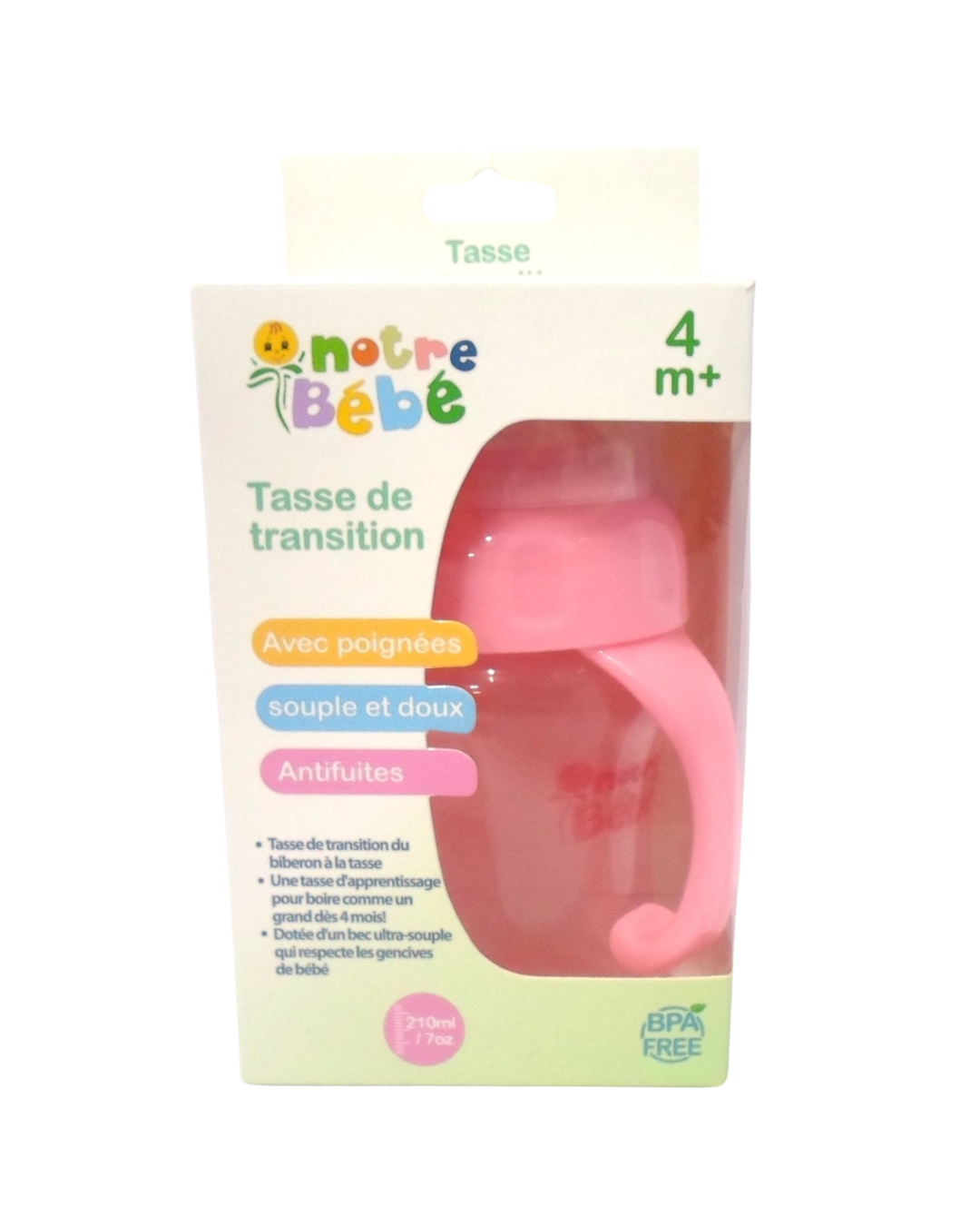 Notre-bebe-Tasse-de-transition-bec-souple-4m-210ml-1.png Notre Bebe Tasse de Transition +4m 210ml – Image 1