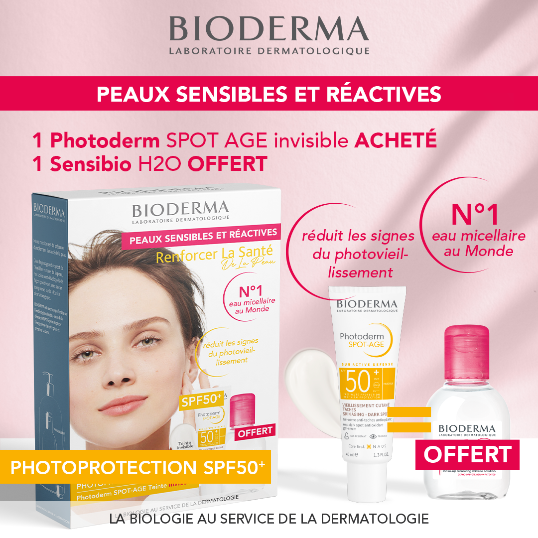POST-SPOT-AGE-SENSIBIO-H2O-1.png BIODERMA Photoderm SPOT-AGE SPF50++ 40ml+ Sensibio H2O – Image 1