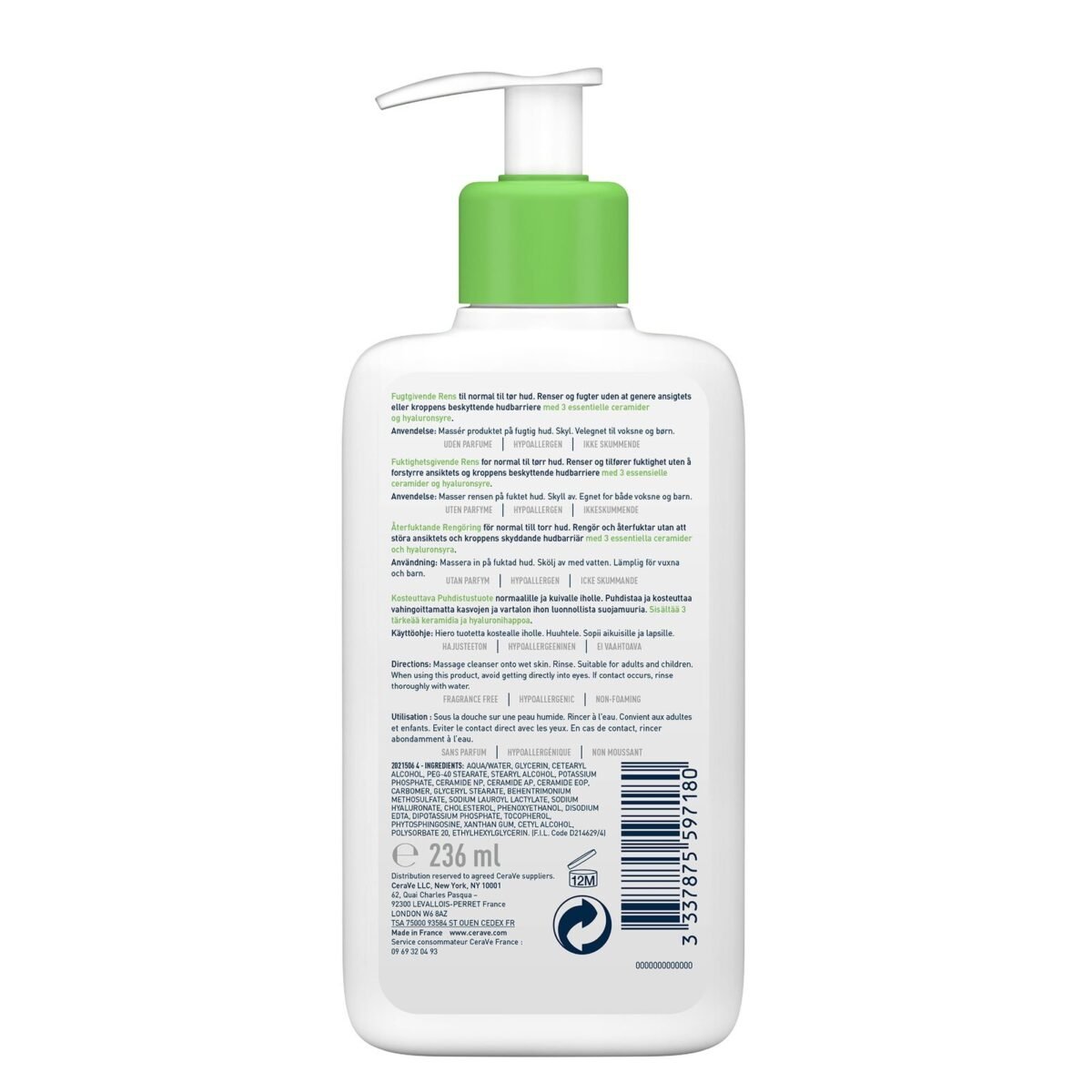 CeraVe Crème Lavante Hydratante Peau Normale à Sèche | 236ml Bis – Image 2