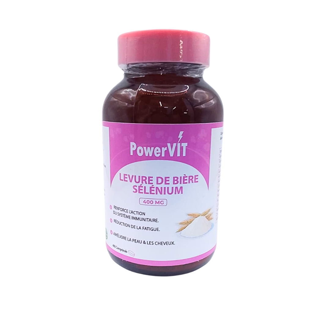 Powervit-Levure-de-Biere-Selenium-400mg-400gelules.png PowerVit Levure de Biere Selenium 400mg 400 Gelules – Image 1