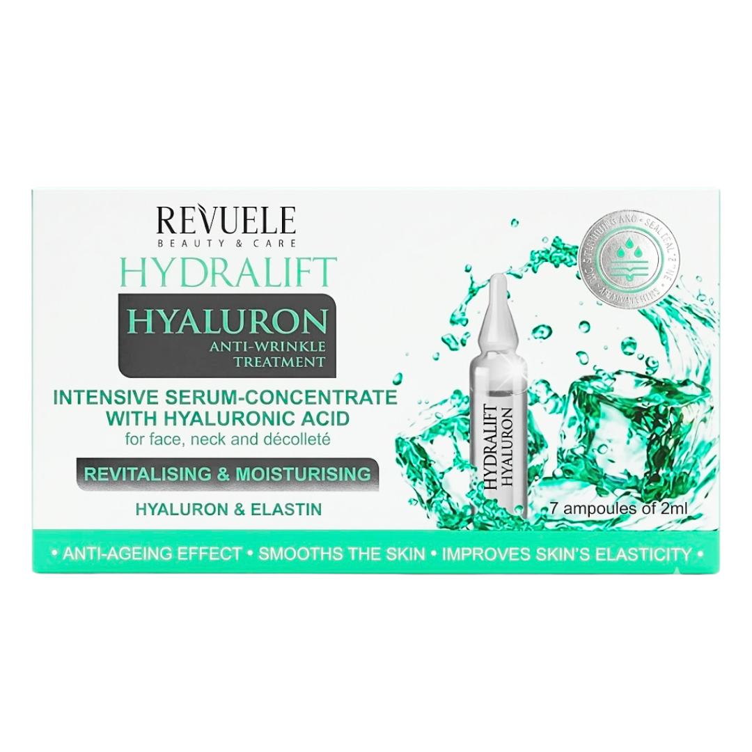 Revuele-Hydralift-Hyaluron-Ampoules-Intensive-Serum-Concentrate-72ml.png Revuele Hydralift Hyaluron Ampoules Intensive Serum-Concentrate 7x2ml – Image 1
